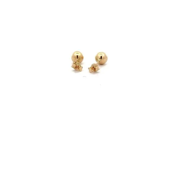 18K Gold Stud Earrings Ball - Picture 5 of 9